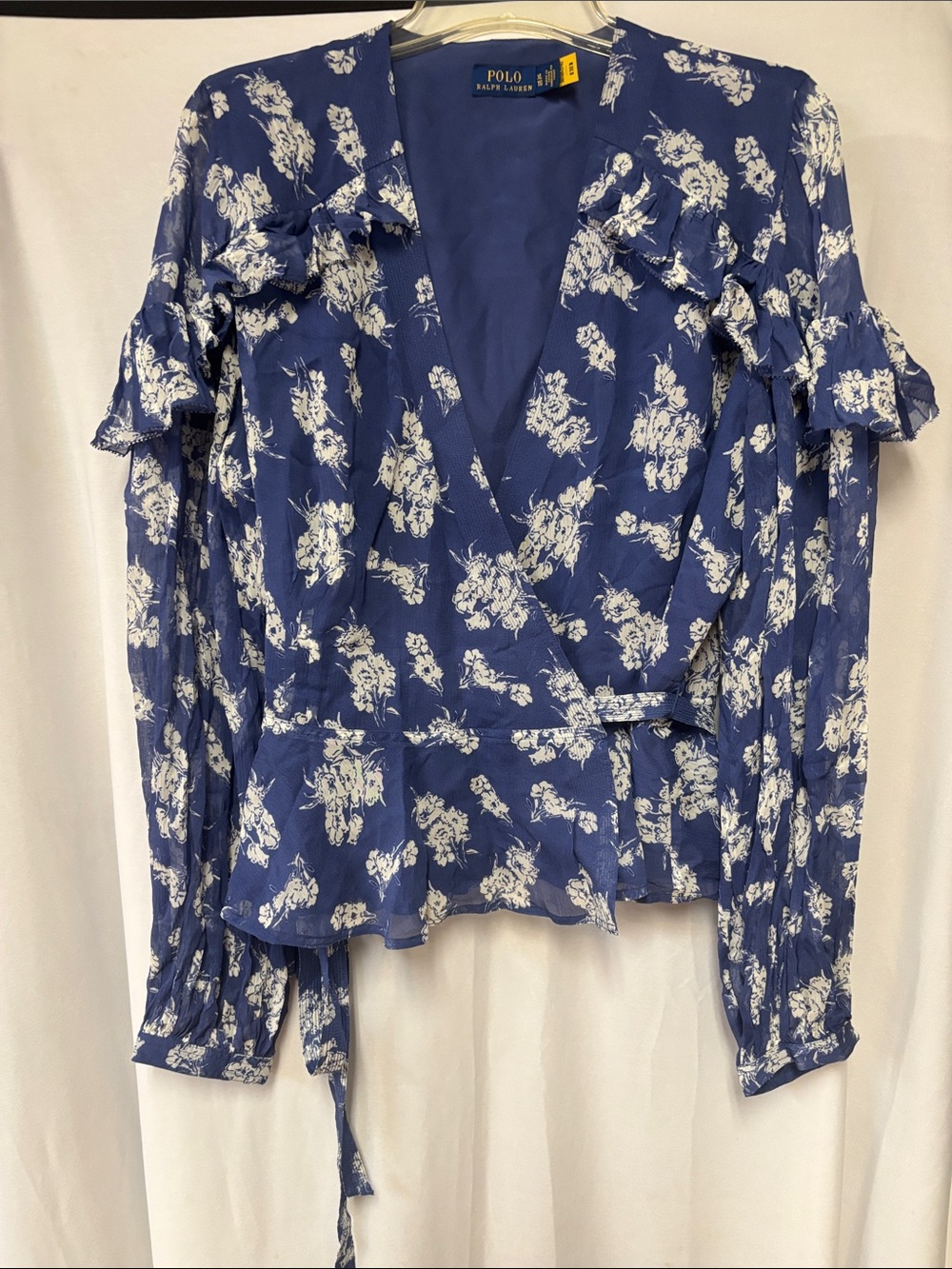 Polo by Ralph Lauren Navy Blue Floral Wrap Top